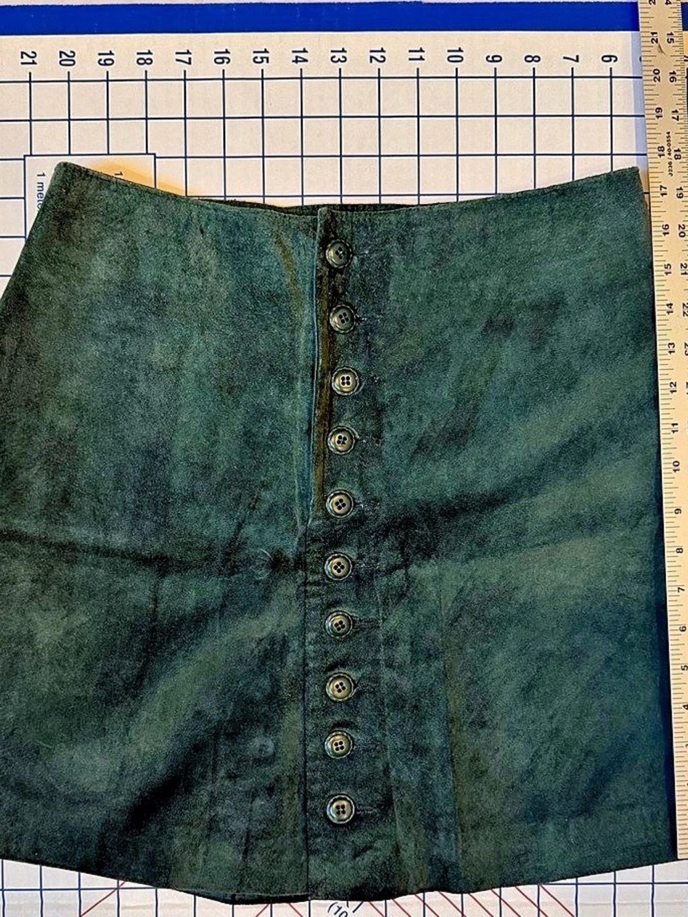 Vintage Express Leather Button-Front Green Skirt - Picture 3 of 6